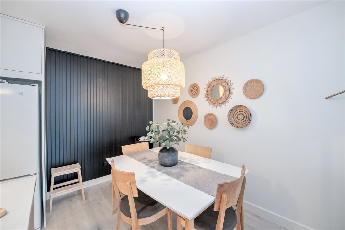 Dining room decor Interior design inspiration. Dining Room Basket wall Boho Decor Open floorplan